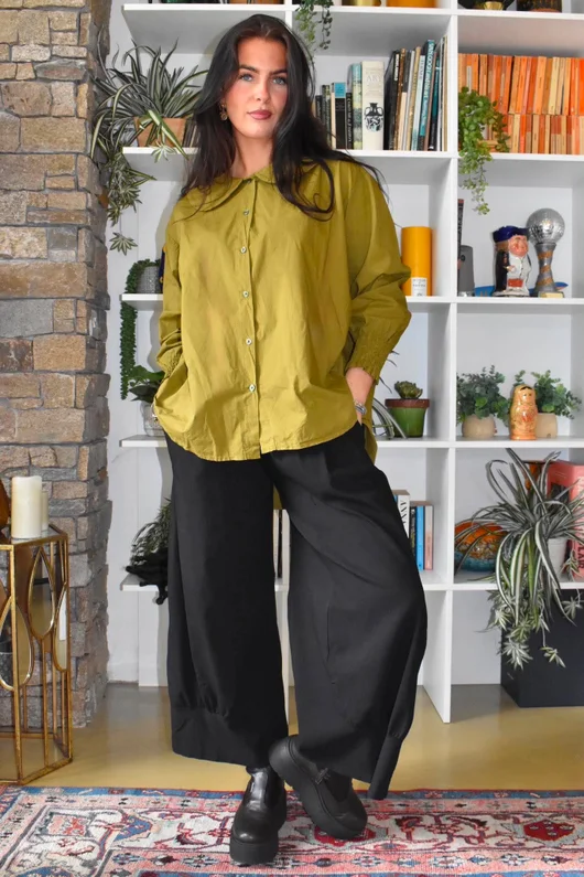 Paloma Tela Peter Pan Blouse Mucky Olive